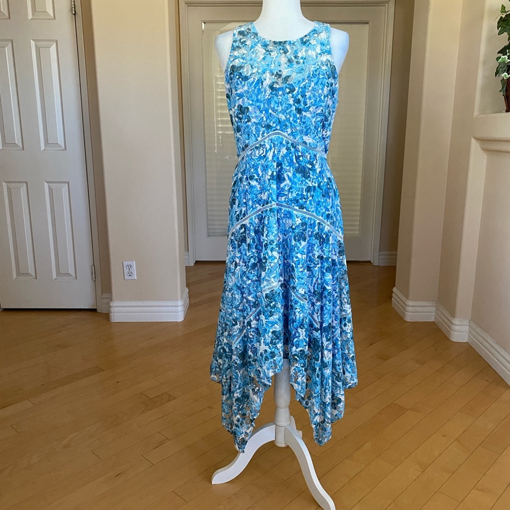 Taylor Blue Floral High Low Dress